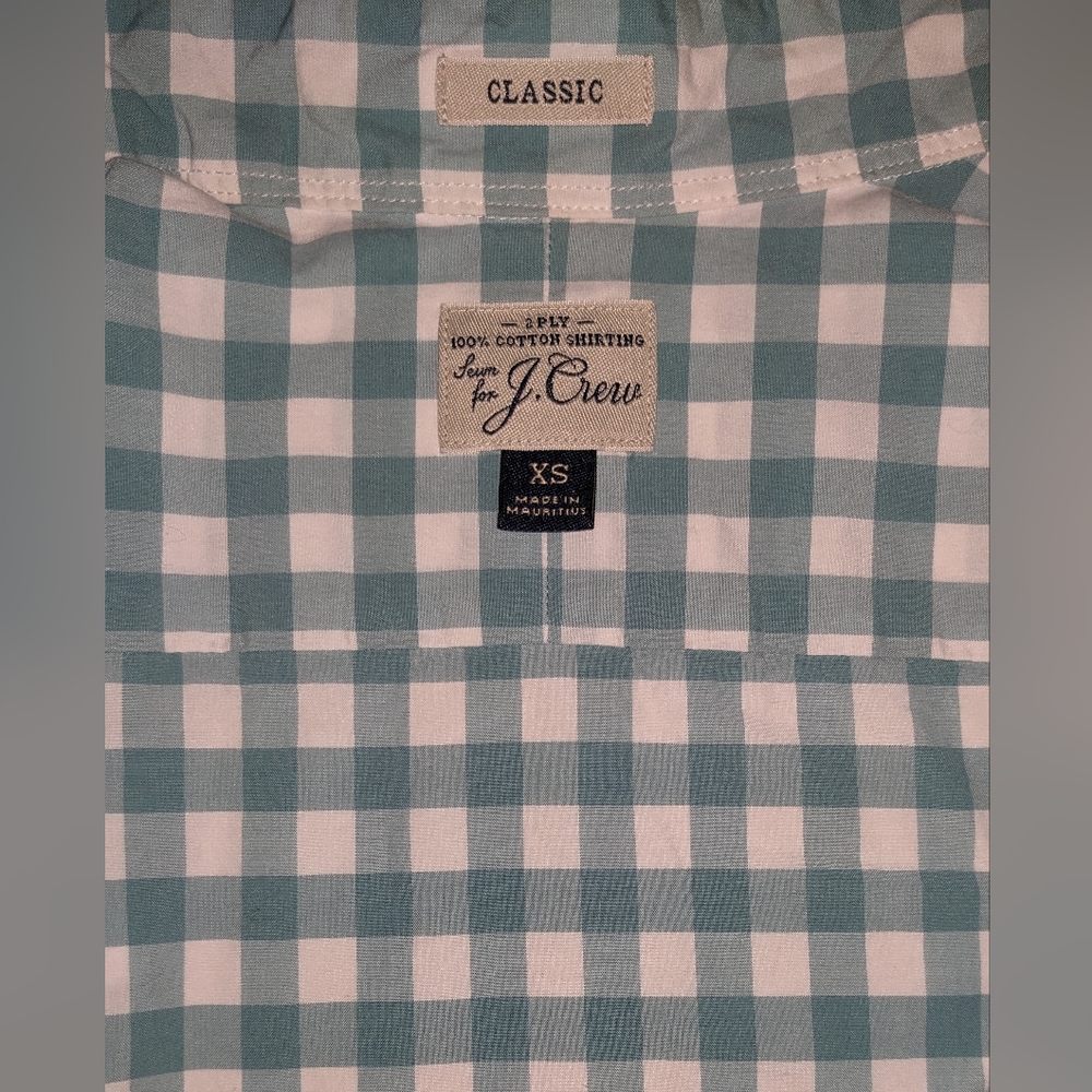J.Crew - Secret Wash Shirt - Light Turquoise Gingham - Lightly Used - Picture 6 of 6